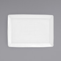 Front of the House DSP001WHP23 Spiral 7" x 5" White Porcelain Rectangular Plate - 12/Case