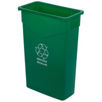 Carlisle 342023REC09 Trimline 23 Gallon Green Slim Rectangular Recycle Bin