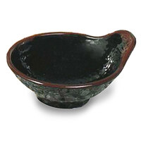 Thunder Group 3601TM Tenmoku Black 5 oz. Round Melamine Dip Bowl - 12/Case