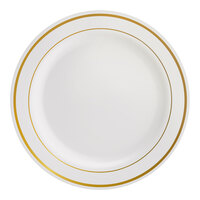 Visions Halo 7 inch Bone / Ivory Plastic Plate with Gold Bands - 150/Case