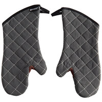 San Jamar 800FG15-BK 15" Bestguard Gray Oven Mitts with WebGuard™ Plus Protection