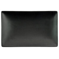 CAC 666-34-BK 8 1/2" x 5 1/2" Japanese Style Rectangular Stoneware Plate - Solid Black Non-Glare Glaze - 24/Case