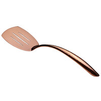 Bon Chef 9460HFRG 14 3/4" Rose Gold Hammered Stainless Steel Slotted Serving Turner with Hollow Cool Handle