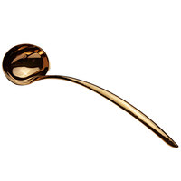 Bon Chef 9456HFG 6 oz. Gold Hammered Stainless Steel Serving Ladle with Hollow Cool Handle