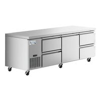 Avantco 93" Stainless Steel Extra Deep Undercounter Refrigerator with 4 Drawers and 1 Middle Door