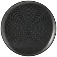 Front of the House DDP018BKP22 Spiral Ink 11" Semi-Matte Black Round Porcelain Plate - 6/Case