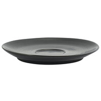 Front of the House DCS024BKP23 Spiral Ink 5 3/4" Semi-Matte Black Porcelain Saucer - 12/Case