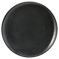 Front of the House DAP059BKP22 Spiral Ink 7 1/4" Semi-Matte Black Round Porcelain Plate - 6/Case