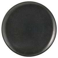 Front of the House DBB001BKP23 Spiral Ink 6 1/2" Semi-Matte Black Round Porcelain Plate - 12/Case