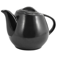 Front of the House BTP002BKP12 Spiral Ink 15 oz. Semi-Matte Black Porcelain Teapot with Lid - 6/Case