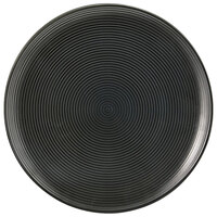 Front of the House DSP022BKP22 Spiral Ink 9 1/2" Semi-Matte Black Round Porcelain Plate - 6/Case