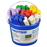 Dexter-Russell 15483 Sani-Safe Bucket of 3 1/2" Smooth Paring Knives in Assorted Colors - 48/Bucket - 48/Bucket