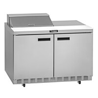 Delfield 4460NP-8 60" 2 Door Front Breathing Refrigerated Sandwich Prep Table with 3" Casters