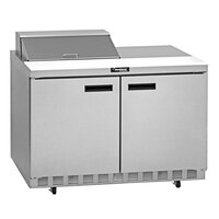 Delfield 4460NP-8 60" 2 Door Front Breathing Refrigerated Sandwich Prep Table with 5" Casters