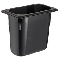 Cambro 96PHP110 H-Pan™ 1/9 Size Black High Heat Plastic Food Pan - 6" Deep