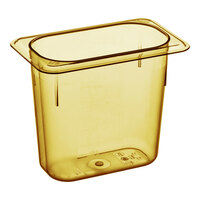 Cambro 96PHP150 H-Pan™ 1/9 Size Amber High Heat Plastic Food Pan - 6" Deep