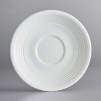 Acopa Capri 6" Coconut White Stoneware Saucer - 36/Case