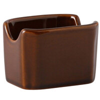 Tuxton BAQ-034 3 1/2" Caramel China Sugar Packet Holder / Caddy - 12/Case