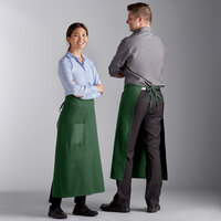 Choice Hunter Green Poly-Cotton Standard Bistro Apron with 1 Pocket - 33" x 30"