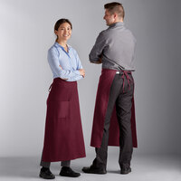 Choice Burgundy Poly-Cotton Standard Bistro Apron with 1 Pocket - 33" x 30"