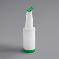 Tablecraft 8032GN PourMaster Complete 1 Qt. Pour Bottle with Green Spout and Cap - 12/Pack