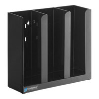 San Jamar PCL3ADJ Black Adjustable 3-Section Countertop 1.5 - 3 oz. Portion Cup and Lid Organizer