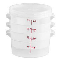 Cambro 2 Qt. Translucent Round Polypropylene Food Storage Container and Lid - 3/Pack
