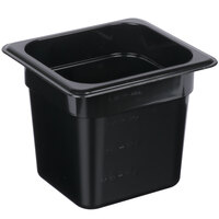 Vigor 1/6 Size Black Polycarbonate Food Pan - 6" Deep