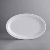 Acopa Foundations 12 3/4" x 8 1/2" White Narrow Rim Melamine Oval Platter - 12/Case