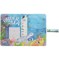 Choice 10" x 14" Kids Under the Sea Themed Interactive Placemat with 3 Pack Triangular Kids' Restaurant Crayons - 1000/Case