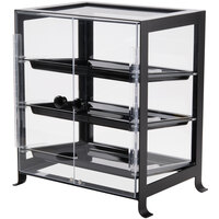 Cal-Mil 1574-13 Soho Three Tier Black Display Case with Rear Door - 17 1/4" x 12 3/4" x 20 3/4"