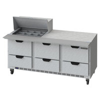 Beverage-Air SPED72HC-12M-6 Elite Series 72" 6 Drawer Mega Top Refrigerated Sandwich Prep Table