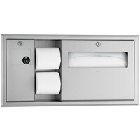 Bobrick B-3091 ClassicSeries Horizontal Recessed Toilet Seat-Cover and Toilet Tissue Dispenser with Sanitary Napkin Disposal - Left