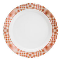 Visions 6" White Plastic Plate with Rose Gold Lattice Design - 15/Pack