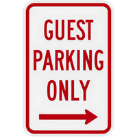 Lavex "Guest Parking Only" Right Arrow Engineer-Grade Reflective Red Aluminum Sign - 12" x 18"