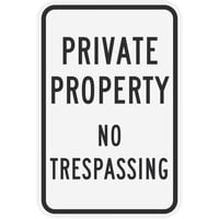 Lavex "Private Property / No Trespassing" Engineer-Grade Reflective Black Aluminum Sign - 12" x 18"