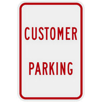 Lavex "Customer Parking" Engineer-Grade Reflective Red Aluminum Sign - 12" x 18"