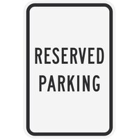 Lavex "Reserved Parking" Diamond Grade Reflective Black Aluminum Sign - 12" x 18"