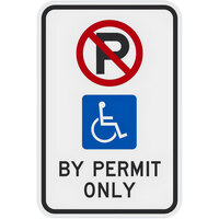 Lavex "Handicapped Parking by Permit Only" High Intensity Prismatic Reflective Black Aluminum Sign - 12" x 18"