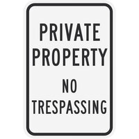 Lavex "Private Property / No Trespassing" Diamond Grade Reflective Black Aluminum Sign - 12" x 18"