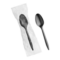 Choice Individually Wrapped Medium Weight Black Polypropylene Plastic Teaspoon - 1,000/Case