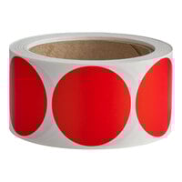 Lavex 2" Red Gloss Paper Permanent Round Inventory Label - 500/Roll