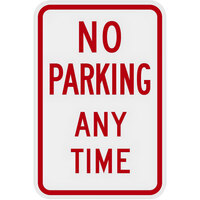 Lavex "No Parking Any Time" Engineer-Grade Reflective Red Aluminum Sign - 12" x 18"