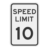 Lavex "Speed Limit 10" MPH High Intensity Prismatic Reflective Black Aluminum Sign - 12" x 18"