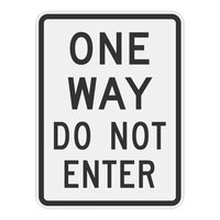 Lavex "One Way / Do Not Enter" High Intensity Prismatic Reflective Black Aluminum Sign - 12" x 18"