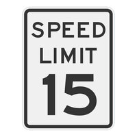 Lavex "Speed Limit 15" MPH Diamond Grade Reflective Black Aluminum Sign - 12" x 18"