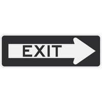 Lavex Right Arrow "Exit" High Intensity Prismatic Reflective Black Aluminum Sign - 36" x 12"