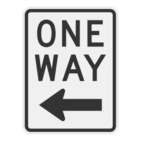 Lavex Left Arrow "One Way" High Intensity Prismatic Reflective Black Aluminum Sign - 12" x 18"