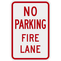 Lavex "No Parking / Fire Lane" Engineer-Grade Reflective Red Aluminum Sign - 12" x 18"