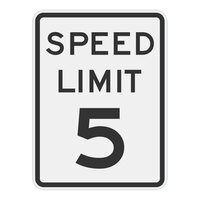 Lavex "Speed Limit 5" MPH High Intensity Prismatic Reflective Black Aluminum Sign - 12" x 18"